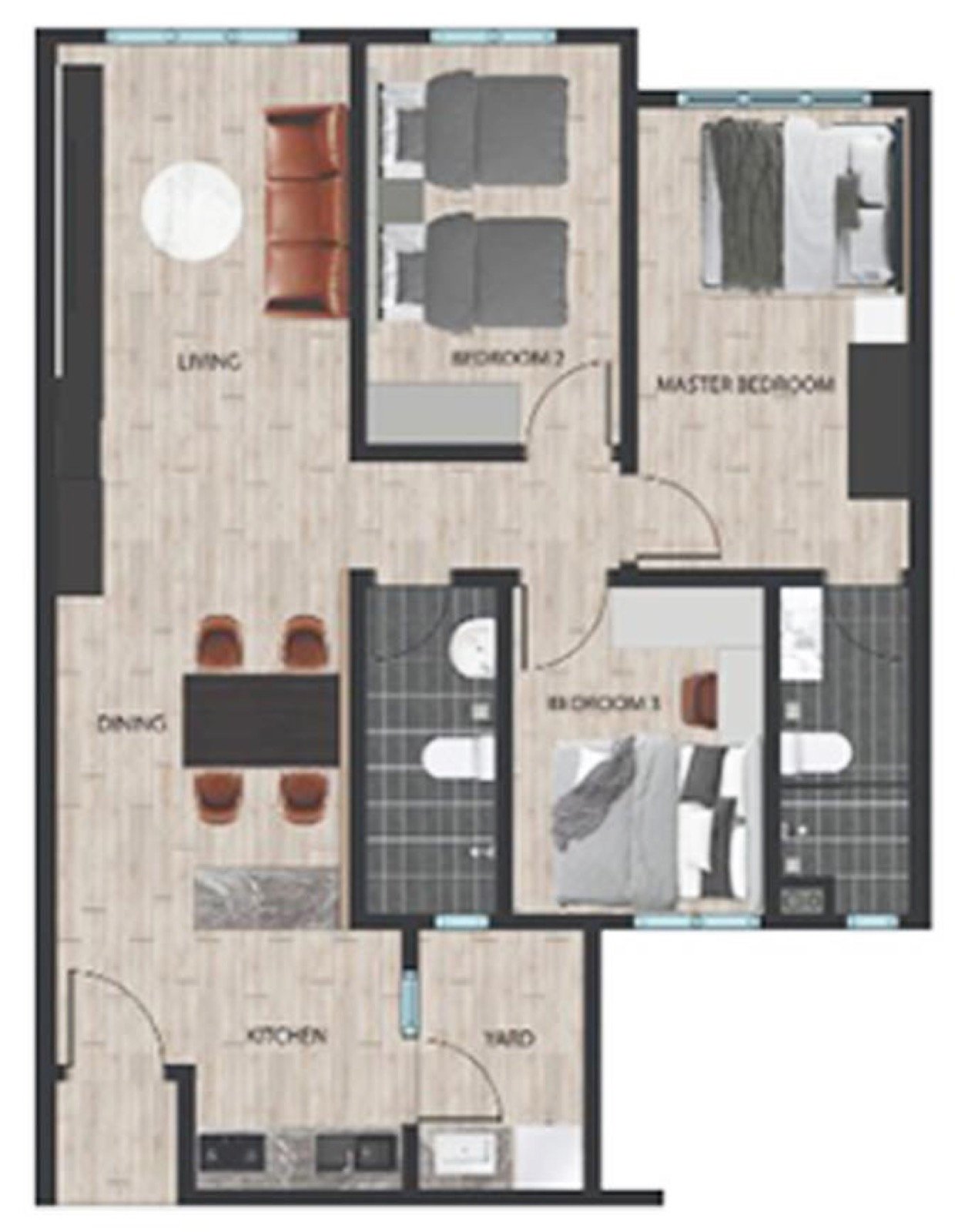 Twin Star 900 sq.ft standard layout